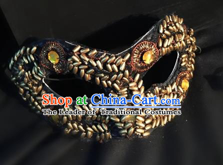 Top Grade Chinese Theatrical Headdress Traditional Ornamental Mask, Brazilian Carnival Halloween Occasions Handmade Deluxe Mask for Men