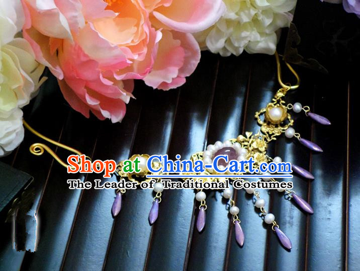 Top Grade Handmade Traditional China Handmade Jewelry Accessories Beads Necklace, Ancient Chinese Princess Conophytum Pucillum Tassel Collar for Women