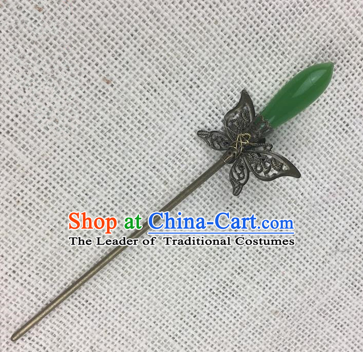 Asian Chinese Traditional Headdress Butterfly Hair Accessories Hairpins, China Ancient Handmade Bride Hanfu Step Shake Headwear for Women