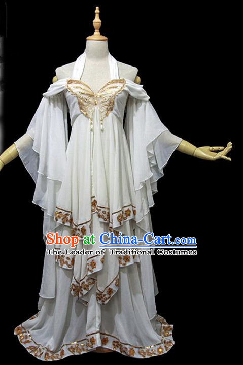 Traditional Ancient Chinese Female Embroidered Butterfly Dance Costume, Chinese Tang Dynasty Imperial Fairy Dress Hanfu Clothing for Women