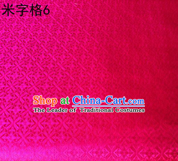 Asian Chinese Traditional Embroidery Intersected Figure Rosy Satin Silk Fabric, Top Grade Brocade Tang Suit Hanfu Dress Fabric Cheongsam Mattress Cloth Material
