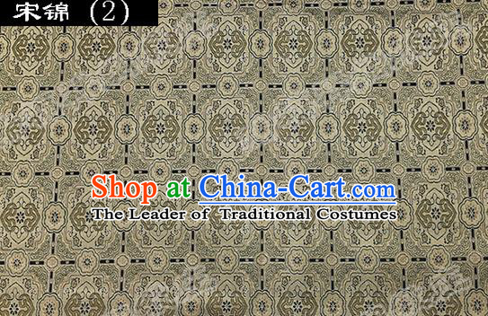 Asian Chinese Traditional Embroidered Flowers Golden Song Brocade Silk Fabric, Top Grade Satin Tang Suit Hanfu Dress Fabric Cheongsam Cloth Material