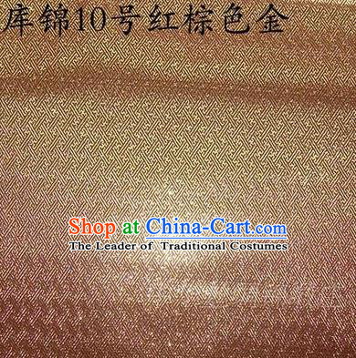 Asian Chinese Traditional Jacquard Weave Golden Brown Xiuhe Suit Satin Silk Fabric, Top Grade Brocade Tang Suit Hanfu Dress Fabric Cheongsam Cloth Material