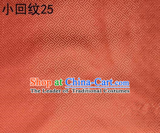 Asian Chinese Traditional Handmade Silk Fabric, Top Grade Nanjing Brocade Tang Suit Hanfu Orange Fabric Cheongsam Cloth Material