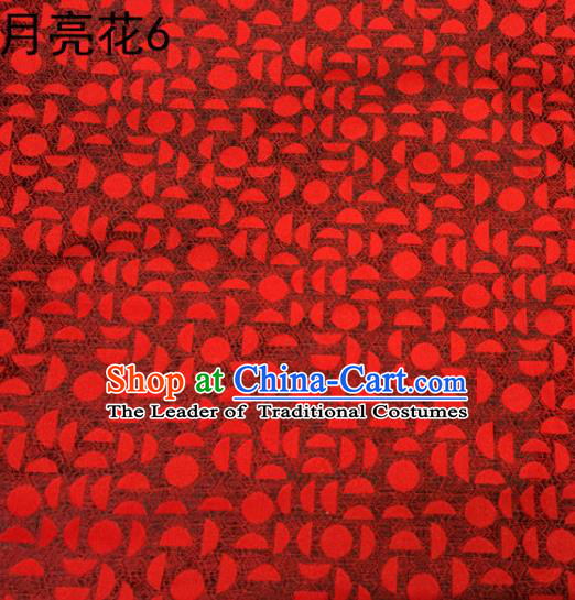 Asian Chinese Traditional Handmade Embroidery Moon Flowers Satin Silk Fabric, Top Grade Nanjing Brocade Tang Suit Hanfu Fabric Cheongsam Red Cloth Material