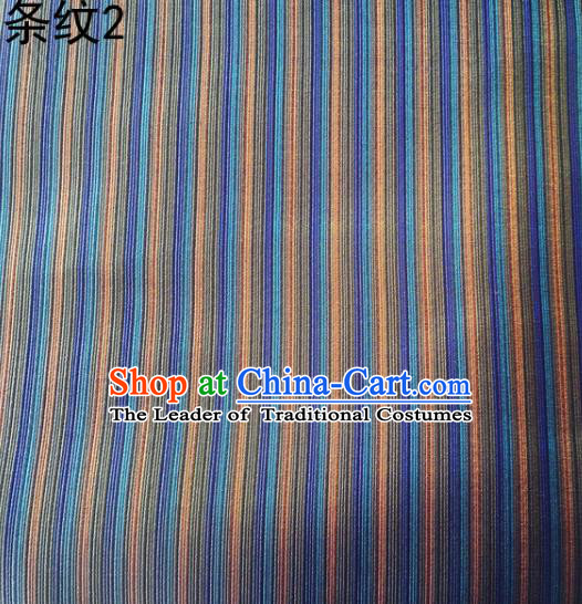 Asian Chinese Traditional Handmade Printing Column Bar Satin Thangka Blue Silk Fabric, Top Grade Nanjing Brocade Tang Suit Hanfu Fabric Cheongsam Cloth Material