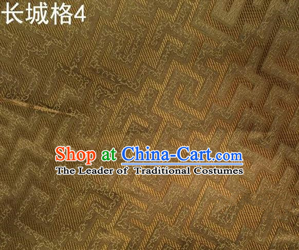 Traditional Asian Chinese Handmade Jacquard Weave Satin Tang Suit Golden Silk Fabric, Top Grade Nanjing Brocade Ancient Costume Hanfu Clothing Fabric Cheongsam Cloth Material