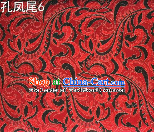Traditional Asian Chinese Handmade Embroidery Ombre Flowers Satin Tang Suit Red Silk Fabric, Top Grade Nanjing Brocade Ancient Costume Hanfu Clothing Fabric Cheongsam Cloth Material