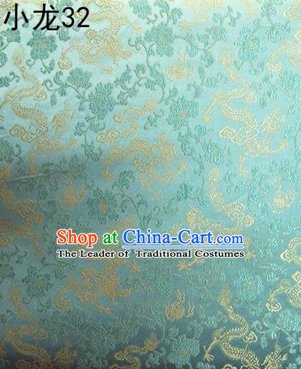 Traditional Asian Chinese Handmade Embroidery Flowers Pattern Silk Satin Tang Suit Mandarin Blue Fabric, Nanjing Brocade Ancient Costume Hanfu Cheongsam Cloth Material