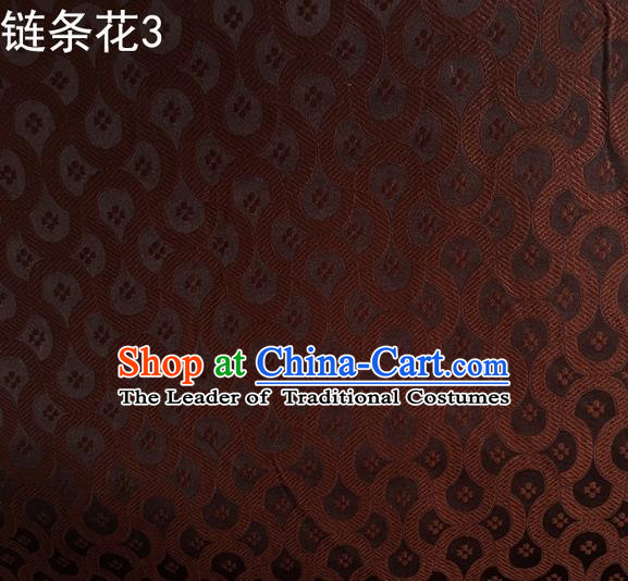 Traditional Asian Chinese Handmade Embroidery Chain Flowers Silk Satin Tang Suit Brown Fabric Drapery, Nanjing Brocade Ancient Costume Hanfu Cheongsam Cloth Material