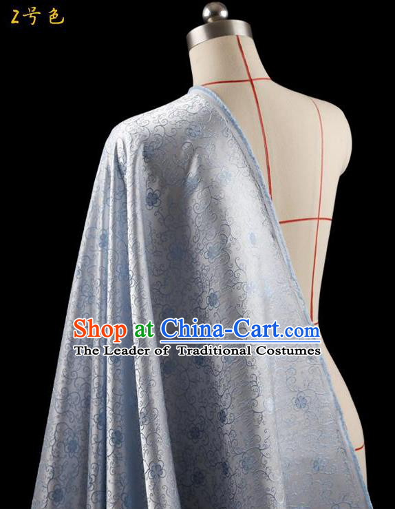Traditional Asian Chinese Handmade Embroidery Flowers Dress Silk Tapestry Blue Fabric Drapery, Top Grade Nanjing Brocade Ancient Costume Cheongsam Cloth Material