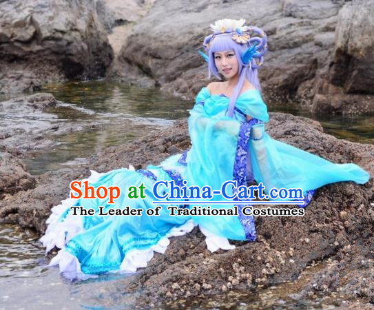 Asian Chinese Traditional Cospaly Tang Dynasty Dragon Lady Princess Costume, China Elegant Hanfu Peri Dress Clothing for Women