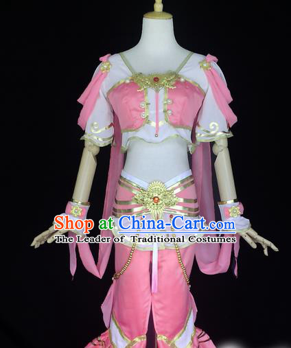 Asian Chinese Traditional Cospaly Tang Dynasty Palace Lady Dance Costume, China Elegant Hanfu Flying Dance Dress Clothing for Women