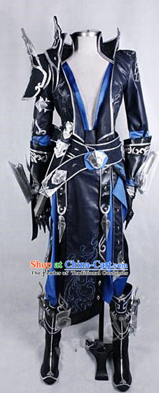 Asian Chinese Traditional Cospaly Customization Ming Dynasty Warrior Armour Costume, China Elegant Hanfu Knight-errant Clothing for Men