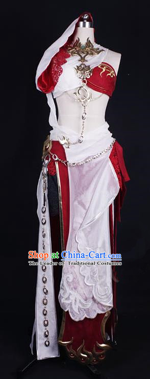 Asian Chinese Traditional Cospaly Costume Customization Ming Dynasty Female Monster Costume, China Elegant Hanfu Swordsman Clothing for Women