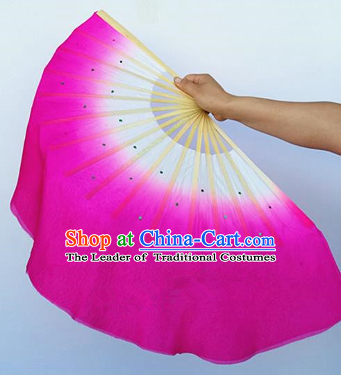 Rosy Pure Silk Traditional Chinese Fans Oriental Fan Folk Dance Dance Cultural Hand Fan