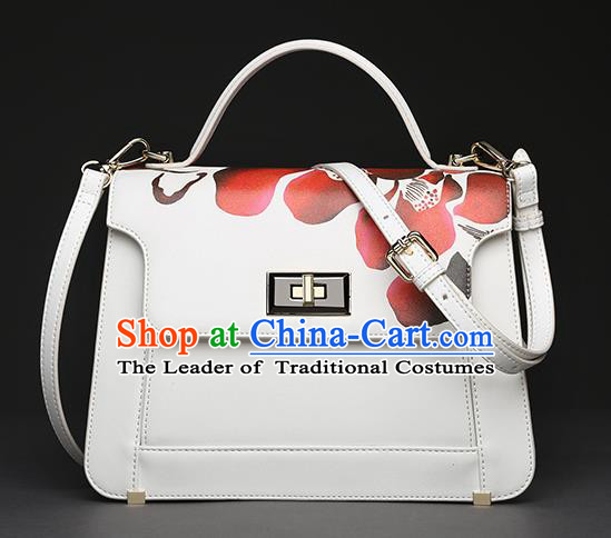 Traditional Handmade Asian Chinese Element Clutch Bags Shoulder Bag Haversack National Printing Flowers Handbag for Women