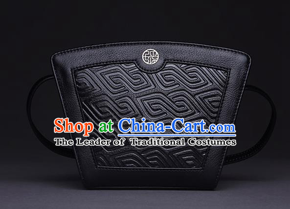 Traditional Handmade Asian Chinese Element Clutch Bags Shoulder Bag Haversack National Knurling Black Handbag for Women