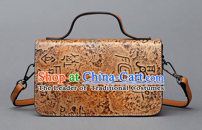 Traditional Handmade Asian Chinese Element Haversack Clutch Bags Shoulder Bag National Bronze Pattern Handbag for Women