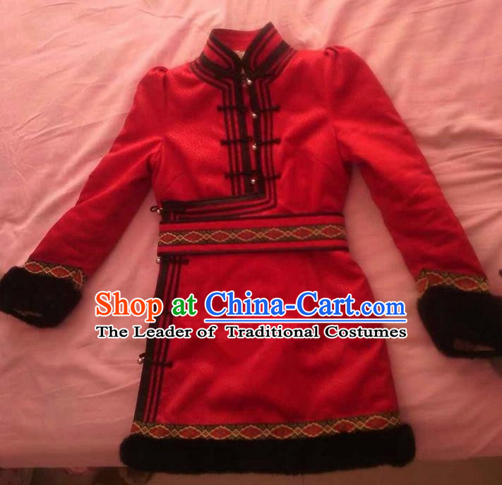 Traditional Chinese Mongol Nationality Dance Costume, Mongols Folk Dance Ethnic Robes, Chinese Mongolian Minority Nationality Embroidery Deerskin Clothing for Men