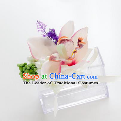 Top Grade Classical Wedding Bacca White Silk Flowers,Groom Emulational Corsage Groomsman Brooch Flowers for Men