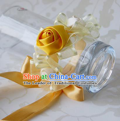 Top Grade Classical Wedding Ribbon Yellow Silk Flowers, Bride Emulational Wrist Flowers Bridesmaid Bracelet Flowers for Women