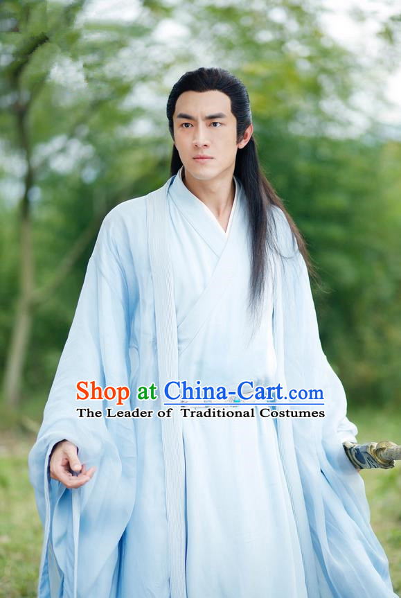 Traditional Ancient Chinese Southern and Northern Dynasties Nobility Childe Costume and Headpiece Complete Set, Chinese North Wei Dynasty Prince Robe Clothing