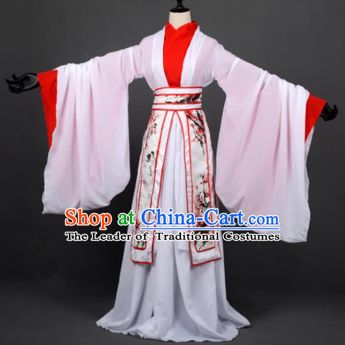 Chinese Ancient Cosplay Han Dynasty Fairy Costumes, Chinese Traditional Embroidery Plum Blossom Hanfu Dress Clothing Chinese Cosplay Princess Costume for Women