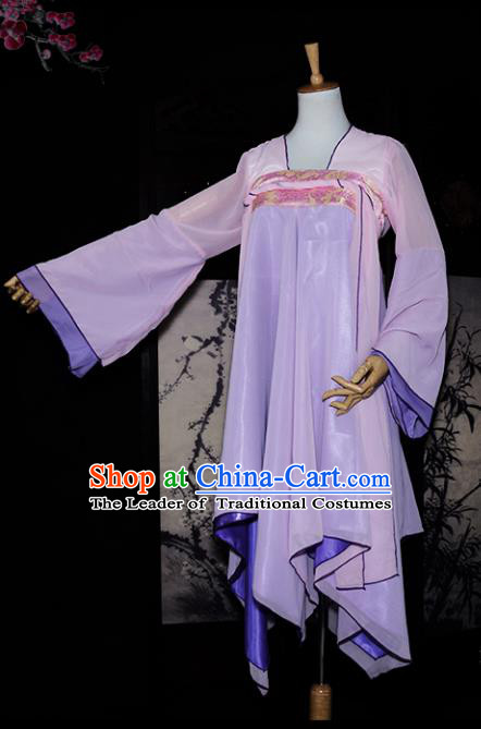 Chinese Ancient Cosplay Tang Dynasty Dunhuang Flying Apsaras Dance Purple Dress, Chinese Traditional Hanfu Clothing Chinese Fairy Costume for Women