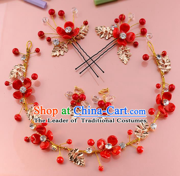 Top Grade Handmade Chinese Classical Hair Accessories Xiuhe Suit Wedding Toast Hair Clasp Headband Bride Headwear for Women