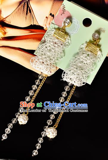 Top Grade Handmade Chinese Classical Jewelry Accessories Princess Wedding Earrings Bride Lace Tassel Eardrop for Women