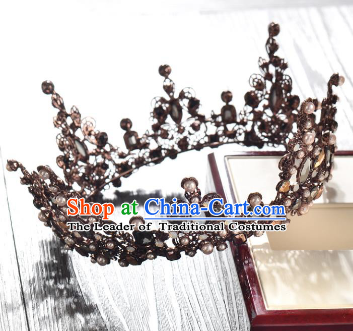 Top Grade Handmade Chinese Classical Hair Accessories Baroque Style Wedding Queen Round Royal Crown, Bride Hair Jewellery Hair Clasp for Women