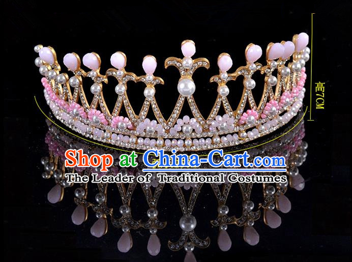 Top Grade Handmade Hair Accessories Baroque Style Palace Princess Wedding Crystal Pearls Vintage Royal Crown, Bride Hair Kether Jewellery Imperial Crown for Women