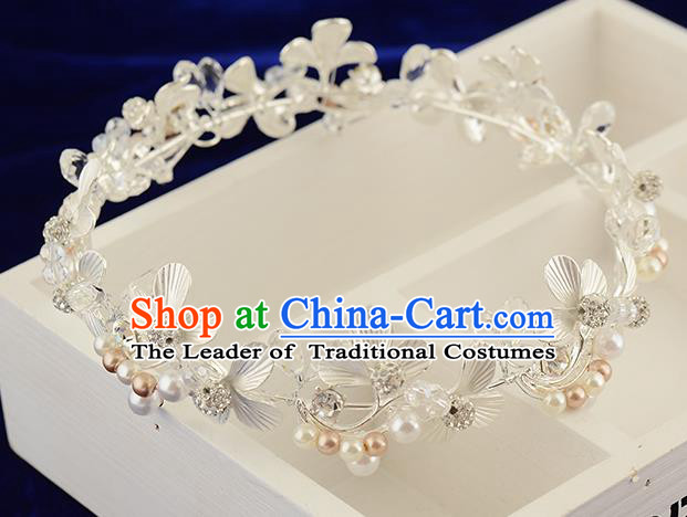Top Grade Handmade Hair Accessories Baroque Style Wedding White Pearls Royal Crown, Bride Princess Hair Kether Jewellery Round Imperial Crown for Women