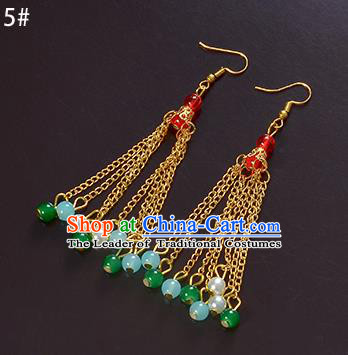Top Grade Handmade Chinese Classical Jewelry Accessories Xiuhe Suit Wedding Green Beads Tassel Earrings Bride Hanfu Eardrop for Women