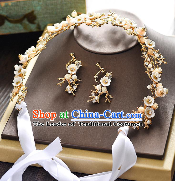 Top Grade Handmade Chinese Classical Hair Accessories Princess Wedding Baroque Flowers Garland Hair Clasp Bride Headband for Women