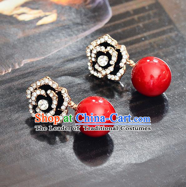 Top Grade Handmade Chinese Classical Jewelry Accessories Wedding Crystal Flower Earrings Bride Hanfu Eardrop for Women
