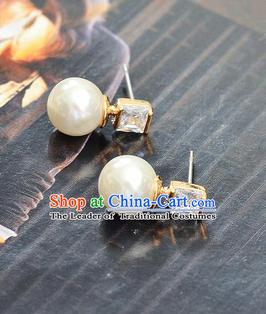 Top Grade Handmade Chinese Classical Jewelry Accessories Wedding Pearl Crystal Ear Stud Bride Hanfu Earrings for Women