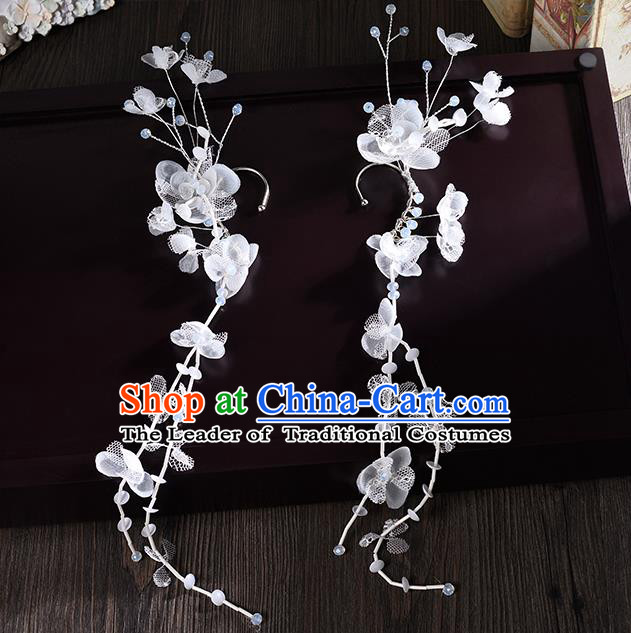 Top Grade Handmade Chinese Classical Jewelry Accessories Wedding Crystal Flower Ear Stud Bride Hanfu Earrings for Women