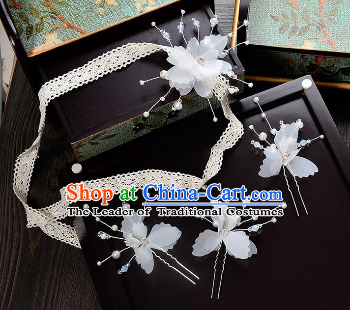 Top Grade Handmade Chinese Classical Hair Accessories Princess Wedding Baroque Headwear Flowers Hair Clasp Lace Headband for Women