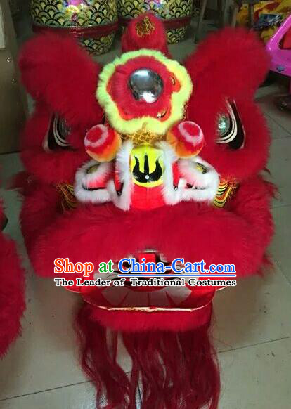 World Lion Dance Competition Red Fur Lion Head Lion Dance Costumes Complete Set for Adult