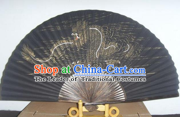 Traditional Chinese Crafts Peking Opera Folding Fan China Sensu Hand Painting Dragon Silk Fan for Men