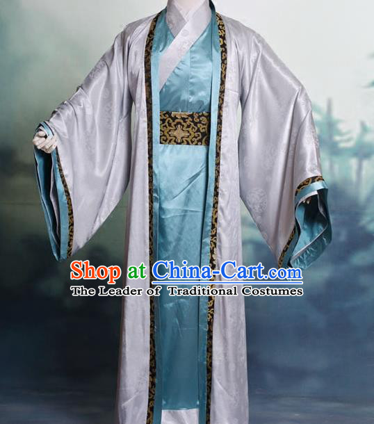 Traditional Chinese Tang Dynasty Nobility Childe Hanfu Costume Half-Arm Shawl Long Robe, China Ancient Scholar Clothing Complete Set for Men