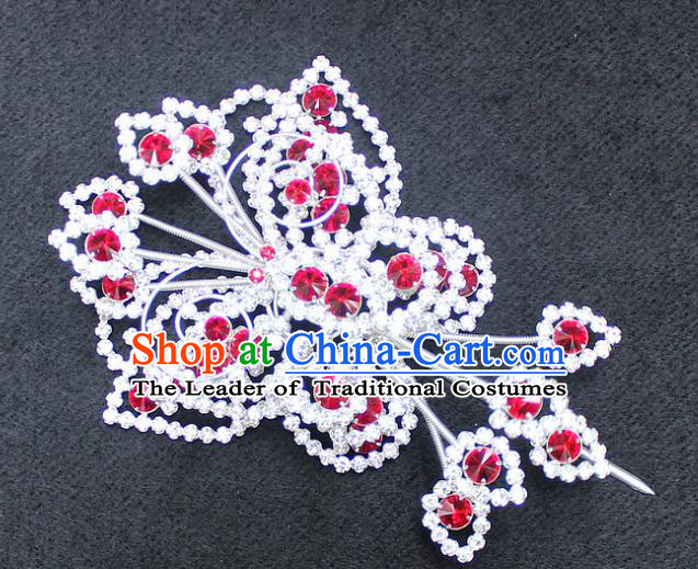 Traditional China Beijing Opera Young Lady Hair Accessories Diva Head-ornaments, Ancient Chinese Peking Opera Hua Tan Headwear Butterfly Hairpins