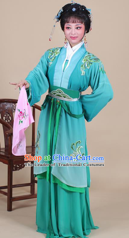 Traditional China Beijing Opera Young Lady Hua Tan Costume Female Green Clothing, Ancient Chinese Peking Opera Diva Embroidery Dress