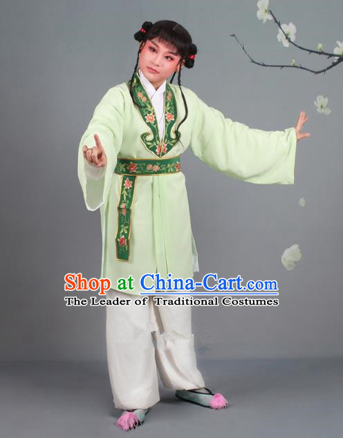 Traditional China Beijing Opera Costume Scholar Embroidered Green Clothing, Ancient Chinese Peking Opera Boy Book Embroidery Clothing