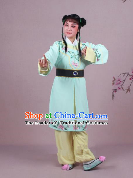 Traditional China Beijing Opera Boy Book Costume Scholar Embroidered Green Robe, Ancient Chinese Peking Opera Livehand Clothing