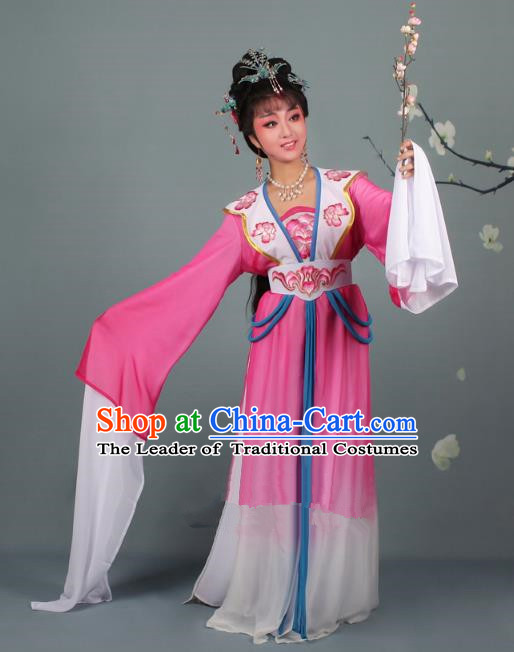 Top Grade Professional Beijing Opera Palace Lady Costume Hua Tan Rosy Embroidered Clothing, Traditional Ancient Chinese Peking Opera Diva Embroidery Clothing