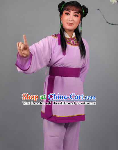 Top Grade Professional Beijing Opera Livehand Purple Costume, Traditional Ancient Chinese Peking Opera Lad Boy Book Clothing
