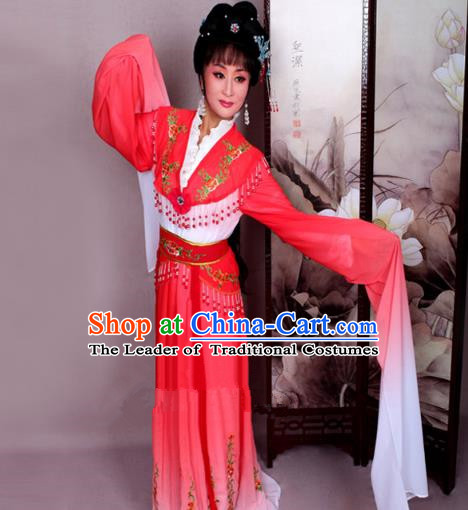 Top Grade Professional Beijing Opera Hua Tan Costume Nobility Lady Red Embroidered Dress, Traditional Ancient Chinese Peking Opera Diva Embroidery Clothing